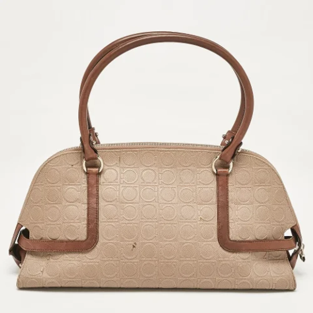 Salvatore Ferragamo Pre-owned Leather handbags Beige Dames