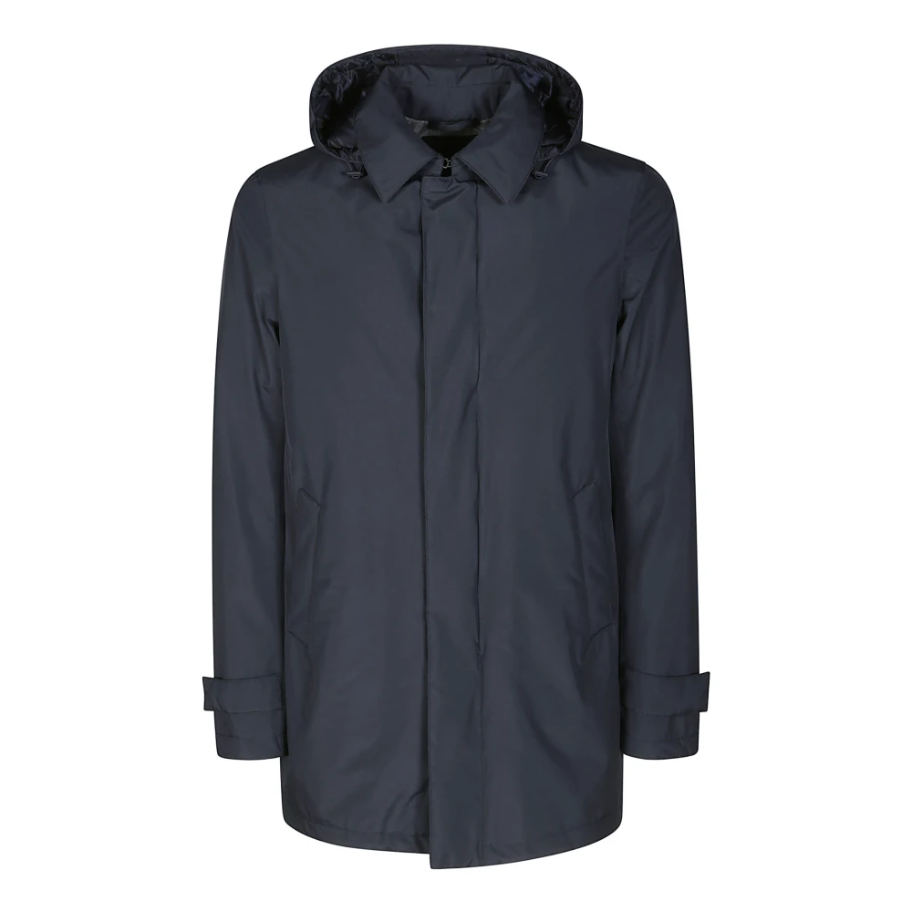 Herno Hooded Carcoat Blue Heren