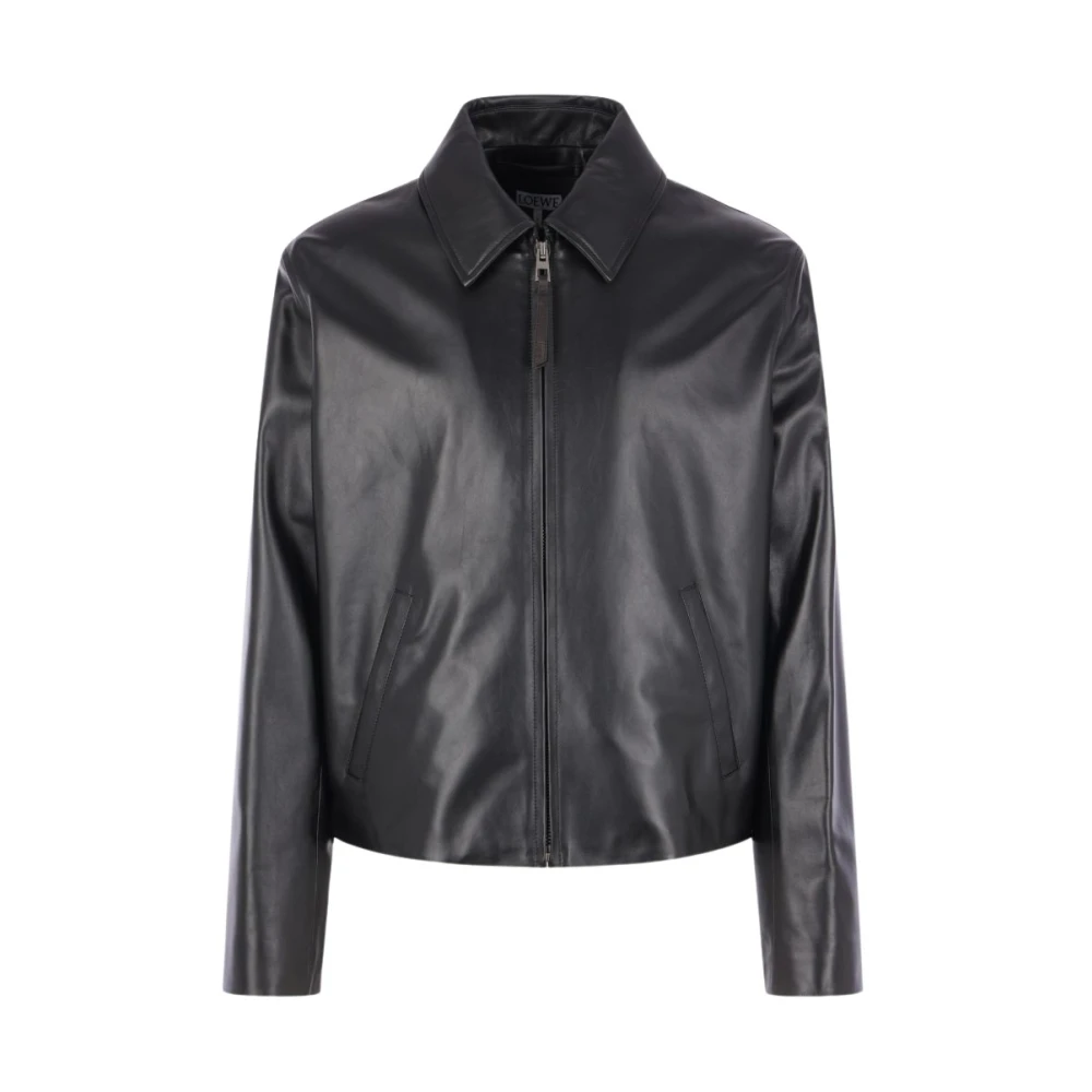 Loewe Leather Jackets, Male, M, Leather Jacket Black