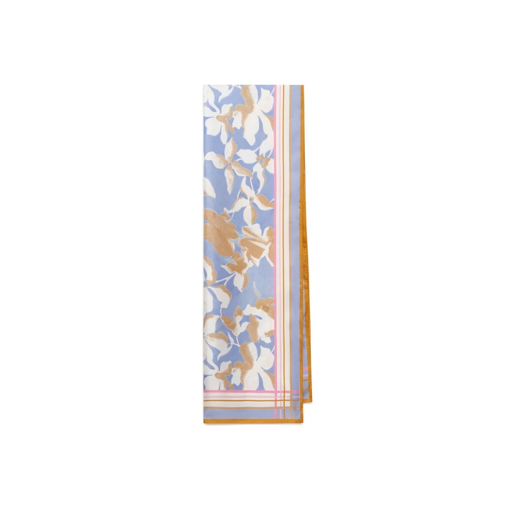 Maliparmi Women's Blue Silk Scarves, One Size, Collection Print Stole 210X70