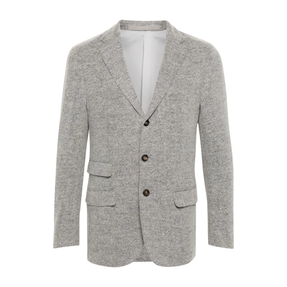 Eleventy Elegante Grijze Alpaca Leren Blazer Gray Heren