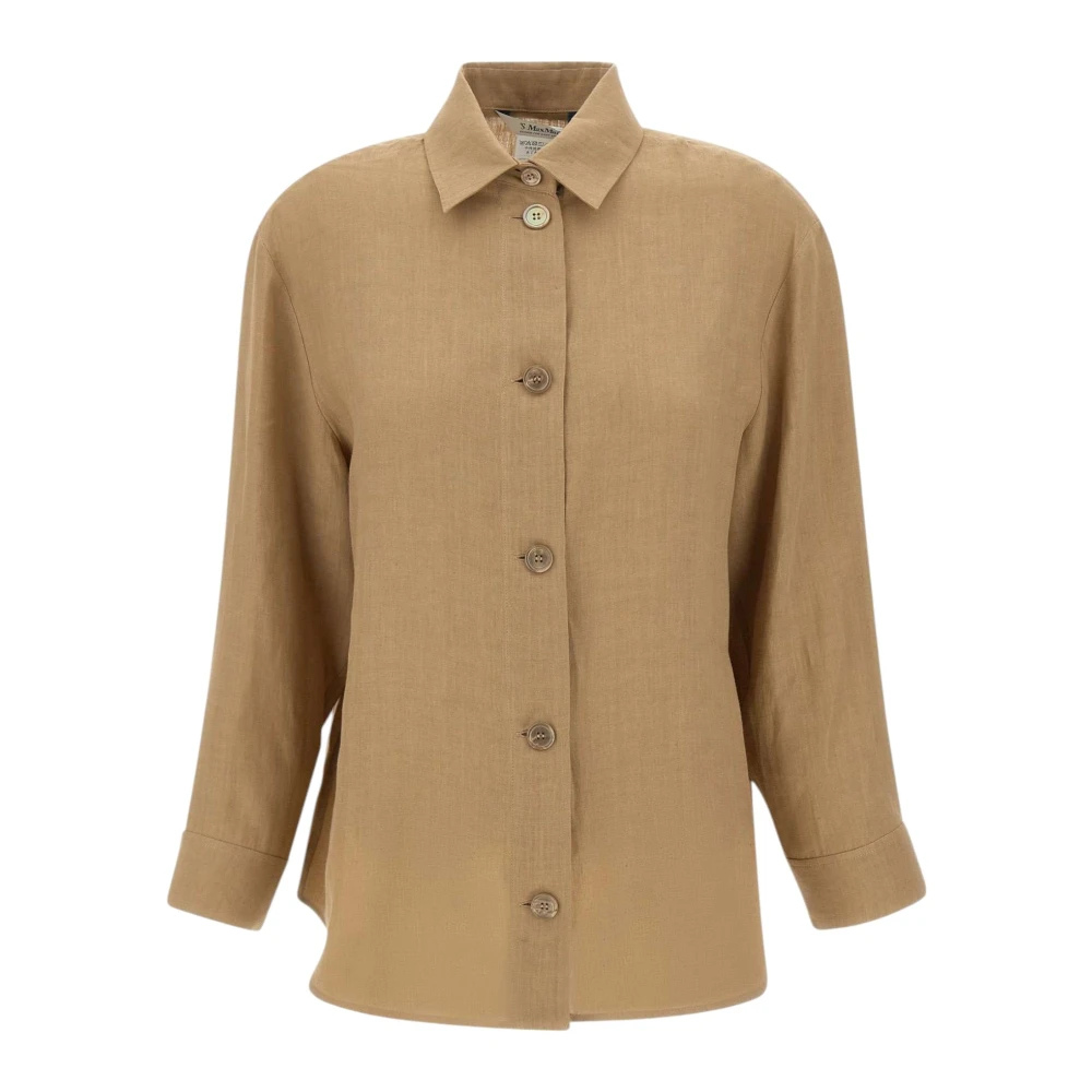 Max Mara Vrouw Bruin Overhemden Dames, 2XS, Linnen, E Linnen Overhemd