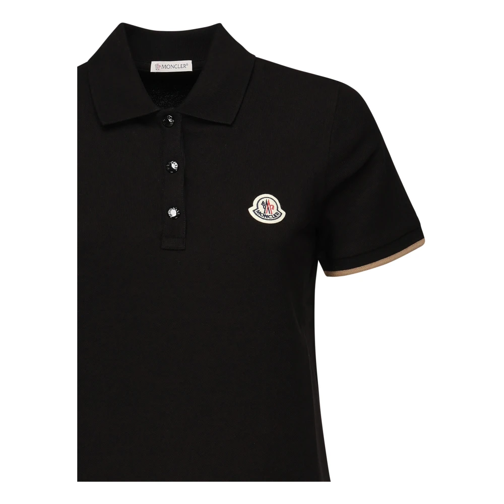 Moncler Zwarte Polo Shirt met Drukknoopsluiting Black Dames