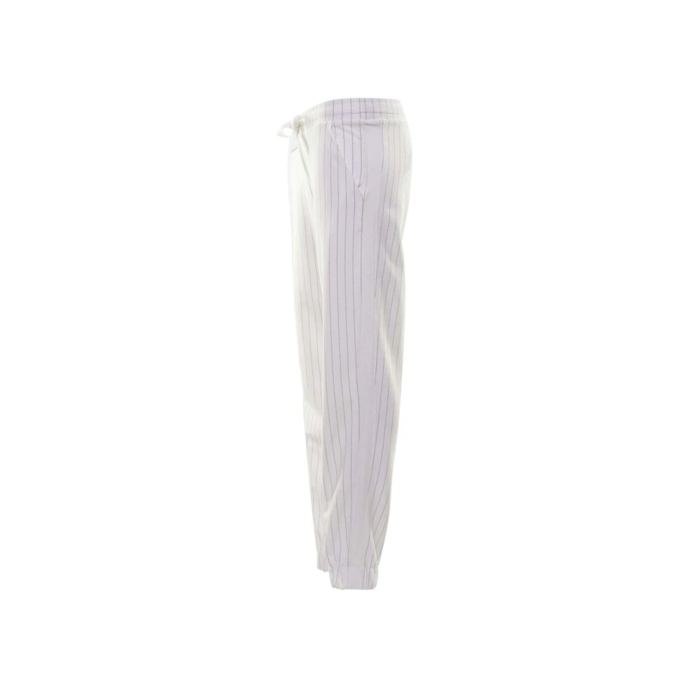 Deha Gestreepte Jacquard Broek met Elastische Taille Beige Dames