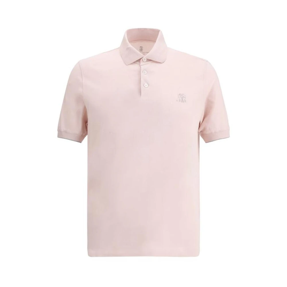 BRUNELLO CUCINELLI Gebreide Kraag Polo Shirt Pink Heren
