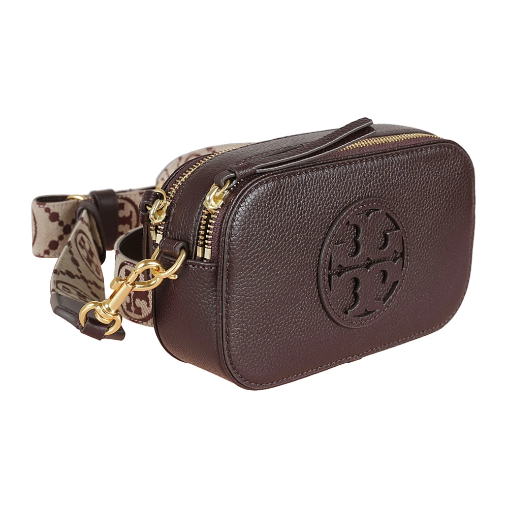 TORY BURCH Bordeaux Leren Schoudertas met Reliëf Logo Red Dames
