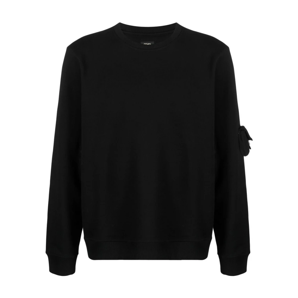 Fendi Zwart Baguette Sweatshirt met Mini-Bag Patches Black Heren