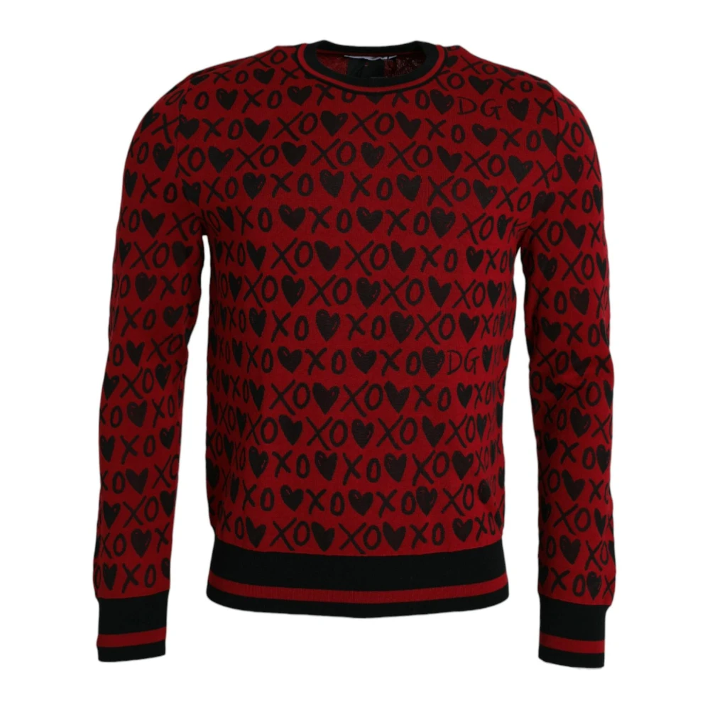 Dolce & Gabbana Xoxo Print Crew Neck Sweater Multicolor Heren