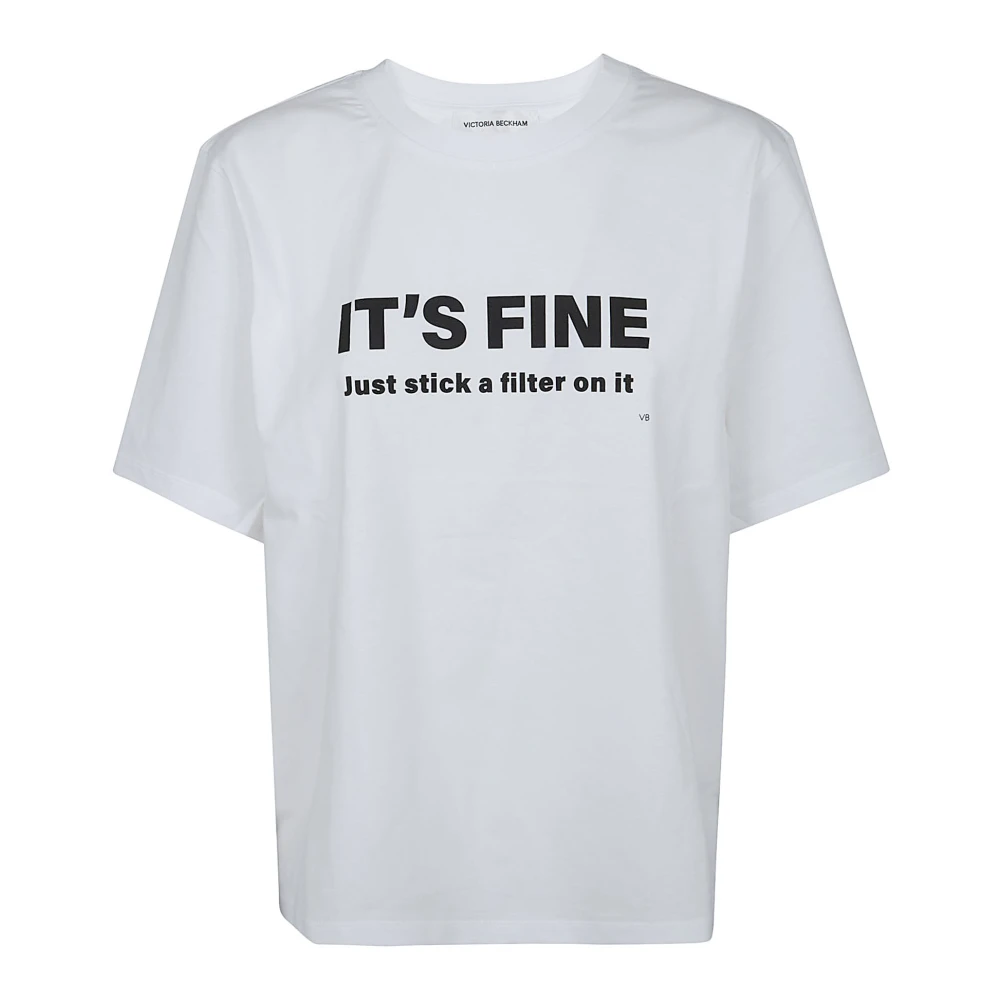 Victoria Beckham Women's White T-Shirts, M, Crew Neck T-Shirt