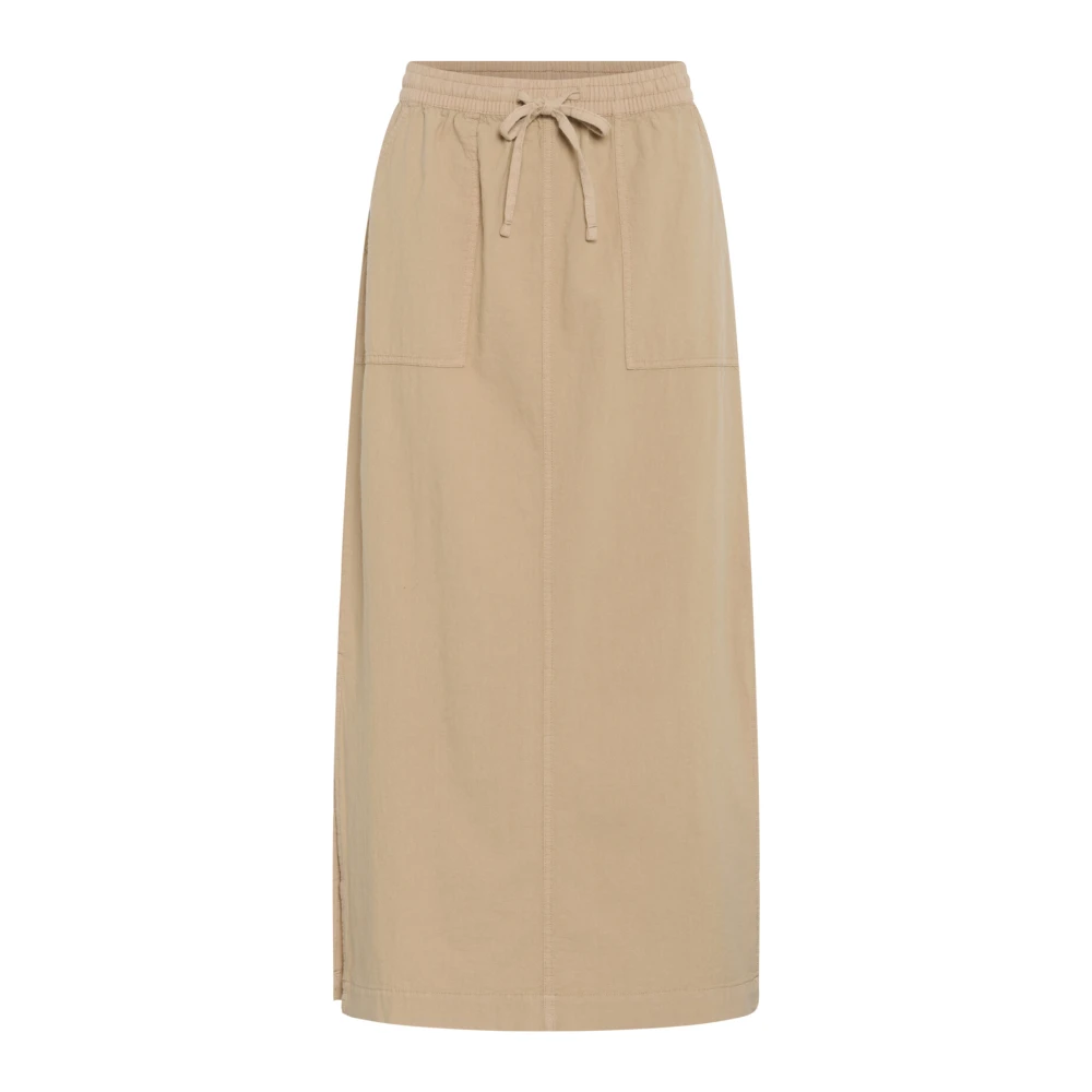 Kaffe Klassieke Zand Rok met Zijsplitten Beige Dames