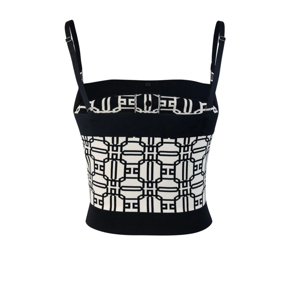 Elisabetta Franchi Zwarte Slim Fit Top met Verstelbare Bandjes Black Dames