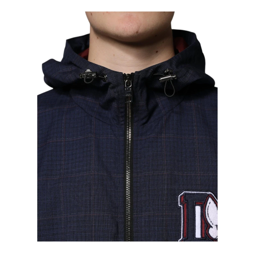 Dolce & Gabbana Hooded Bomberjack met Logodetails Blue Heren