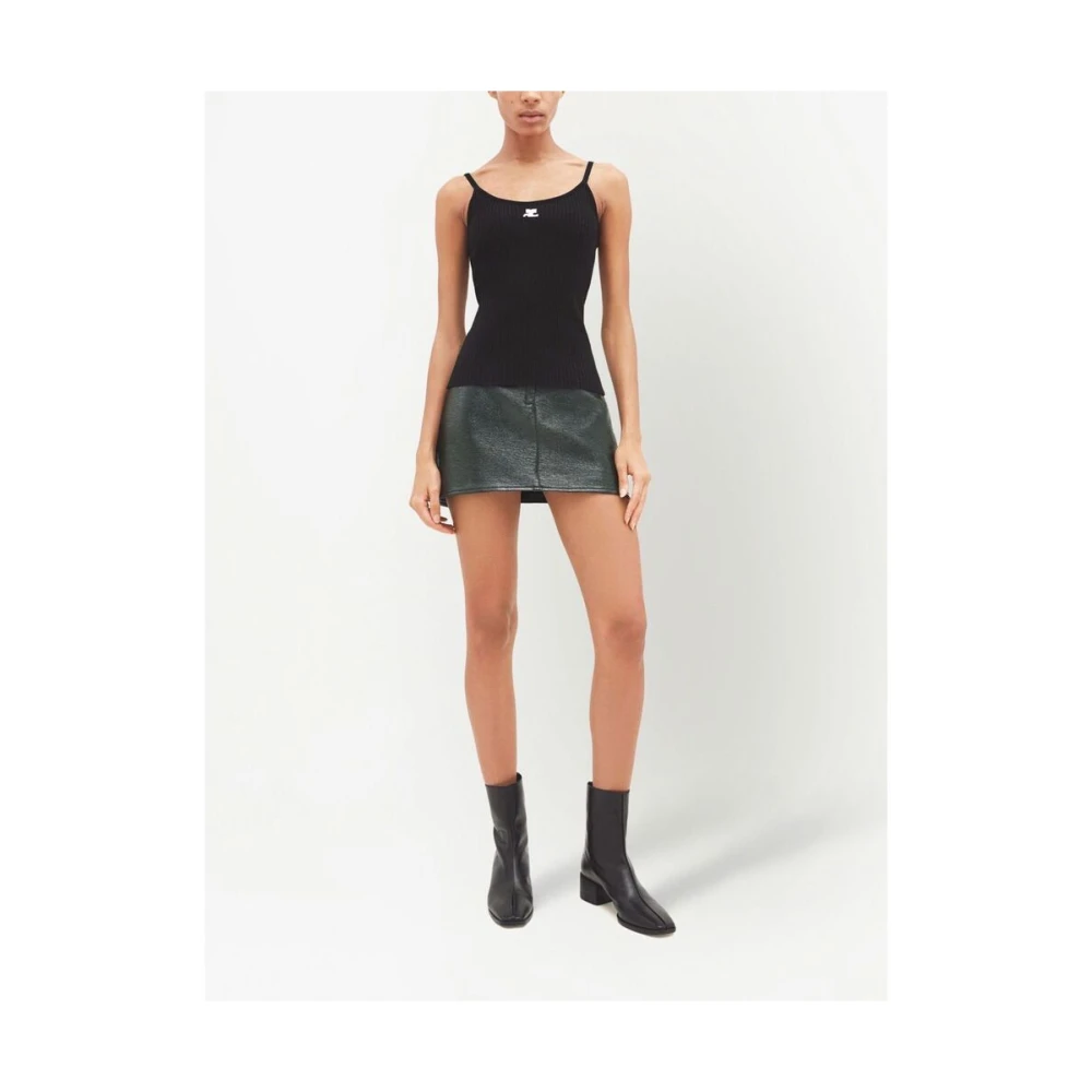 Courrèges Zwarte Ribgebreide Tanktop Black Dames