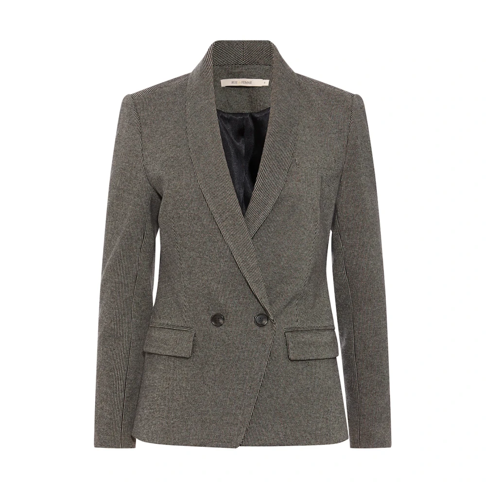 RUE de Femme Trendy geruite blazer met exclusieve knopen Brown Dames