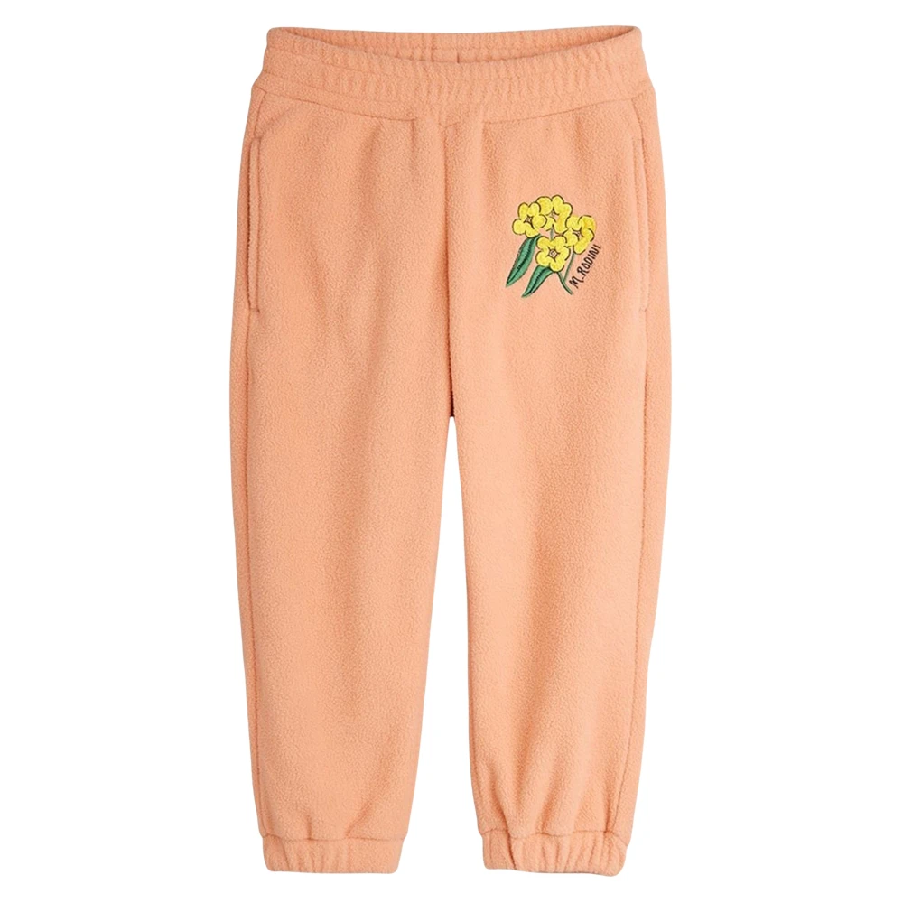 Mini Rodini Girls Pink Sweatpants, 2 Y, Alpine Flowers Fleece Trousers
