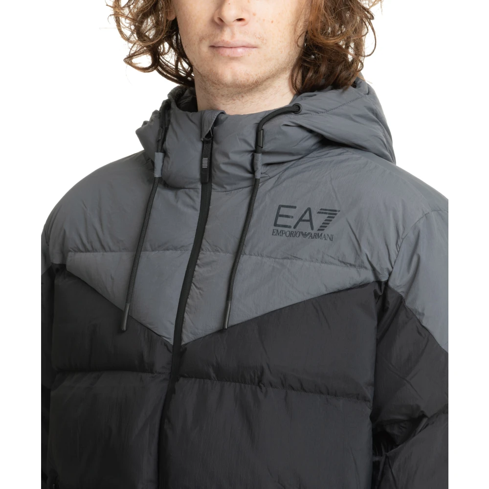 Emporio Armani EA7 Multikleur Trekkoord Rits Donsjas Black Heren