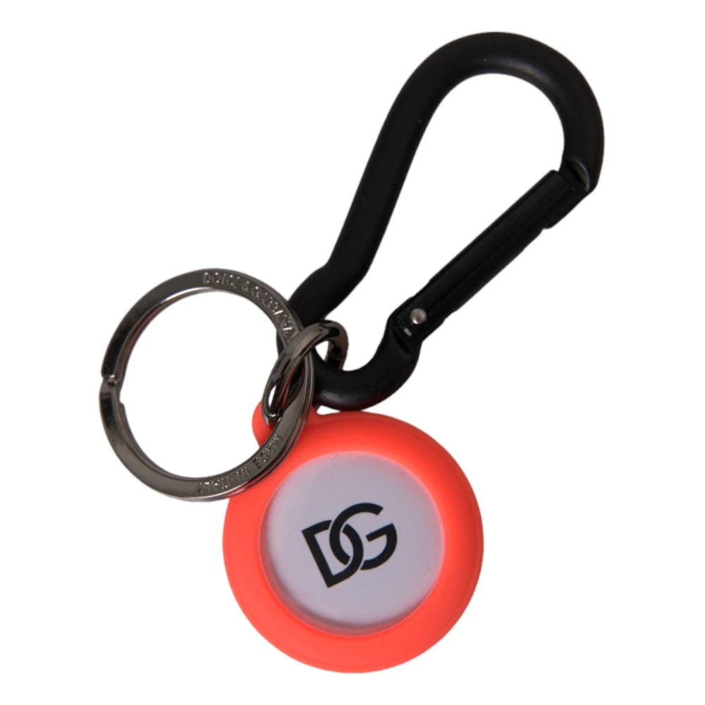 Dolce & Gabbana Rood Oranje Rubber Logo Sleutelhanger Orange Unisex