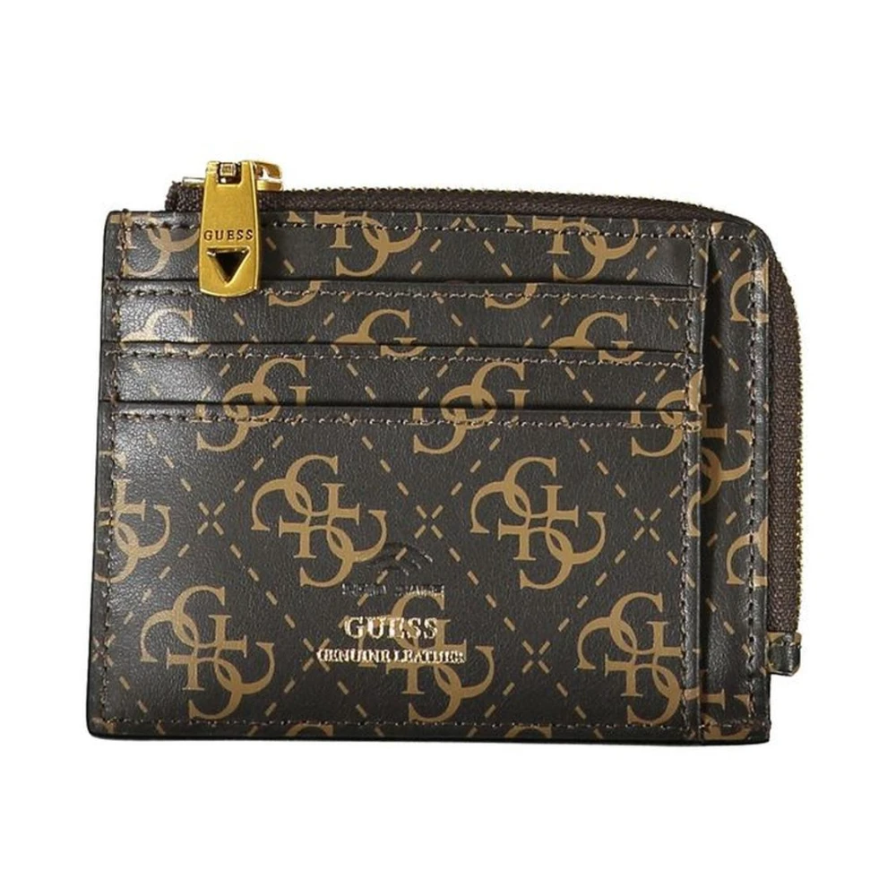 Guess Bruin leren portemonnee met ritssluiting Brown Heren
