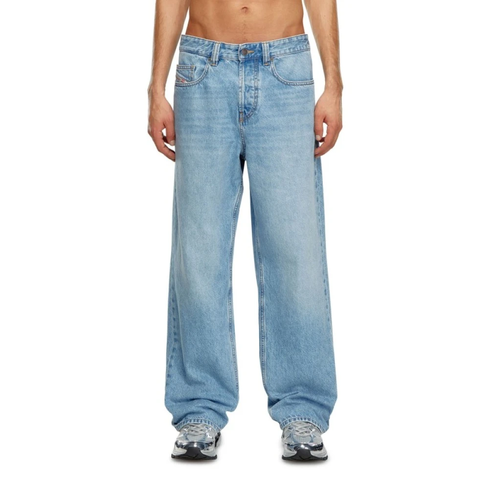 Diesel Wijde Spijkerbroek met Lage Taille Blue Heren
