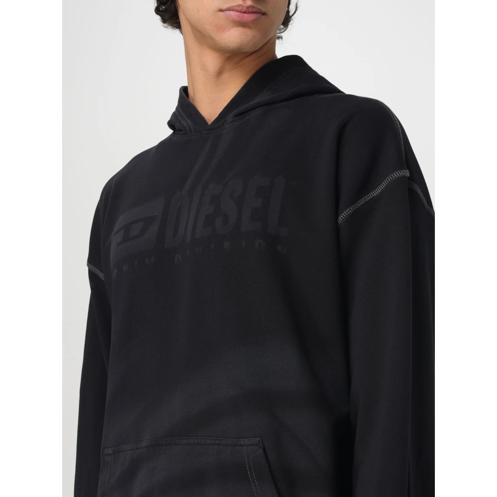 Diesel Capuchon Fleece Jas Black Heren