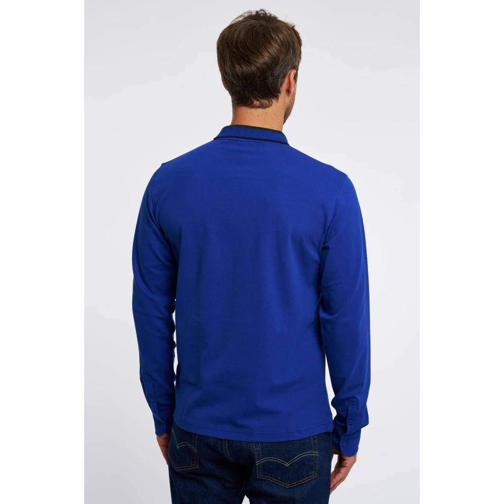 Sun68 Gestreept poloshirt met lange mouwen Blue Heren