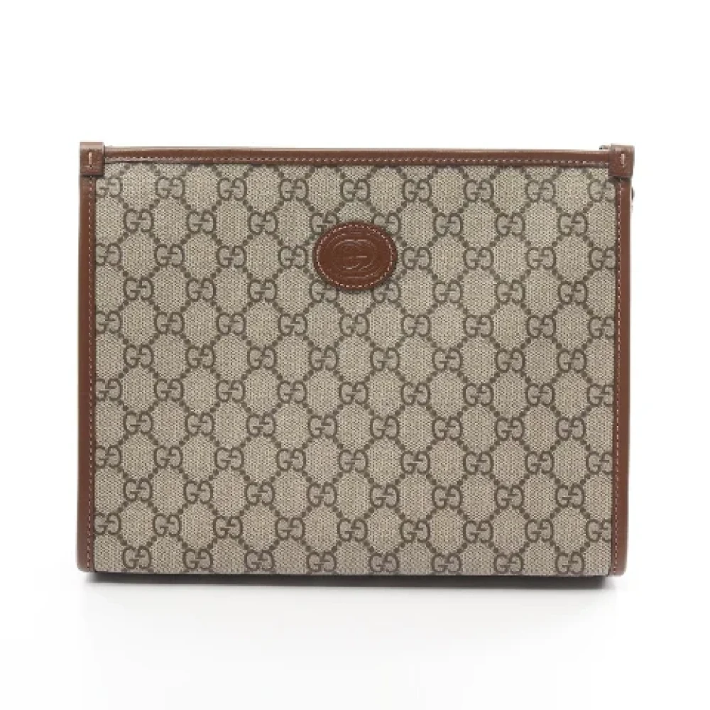 Gucci Vintage Pre-owned Canvas clutches Beige Dames