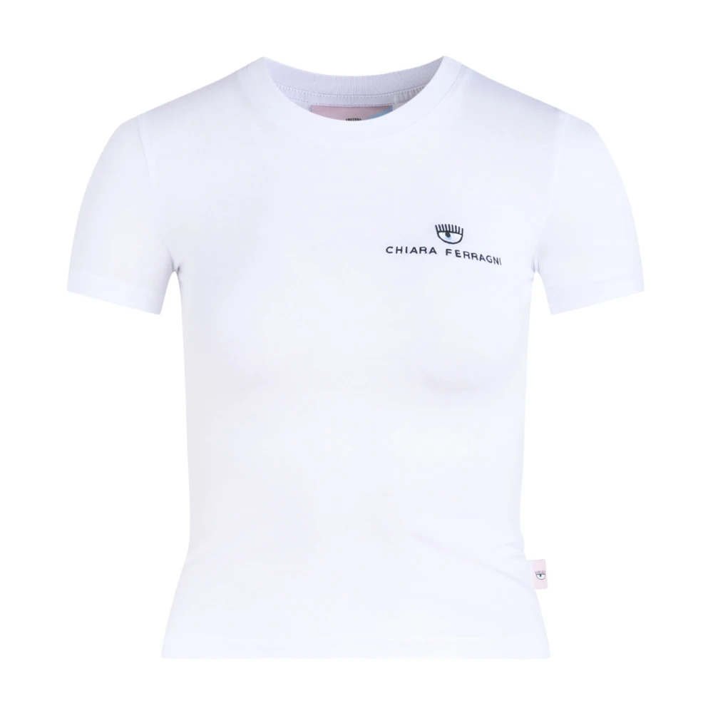 Chiara Ferragni Collection Witte Katoenen T-shirt met Geborduurd Logo White Dames