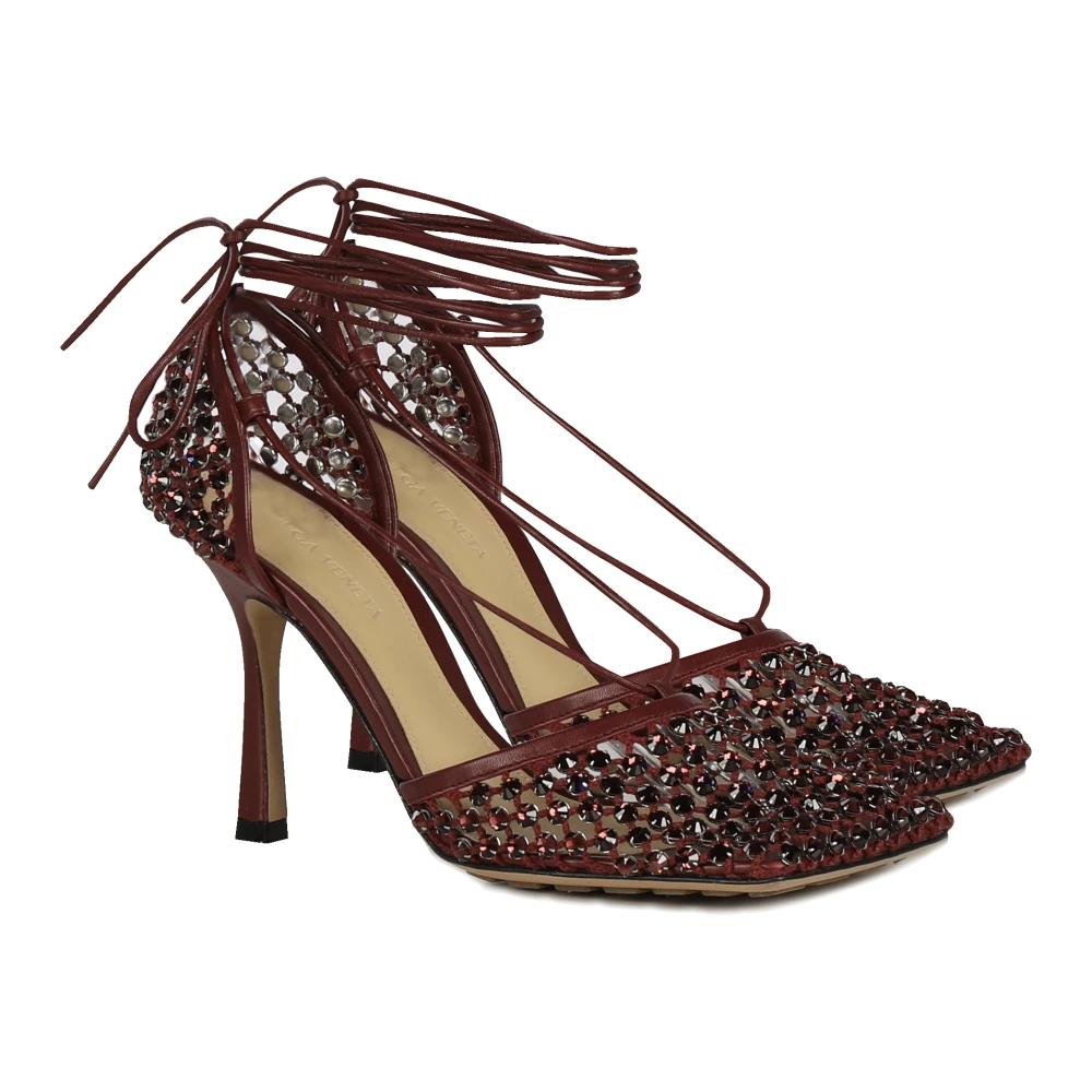 Bottega Veneta Rode Strass-versierde Sandalen Red Dames