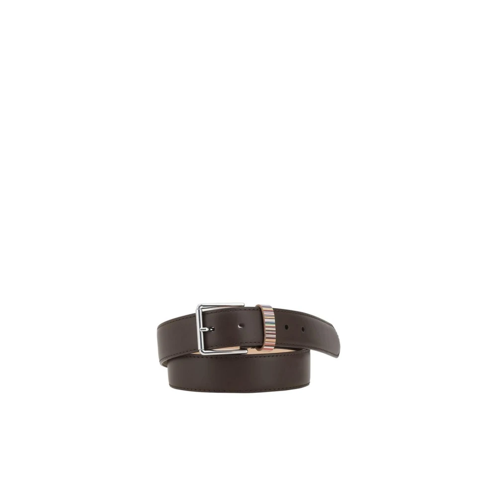 PS By Paul Smith Zebra Streep Leren Riem Bruin Brown Heren