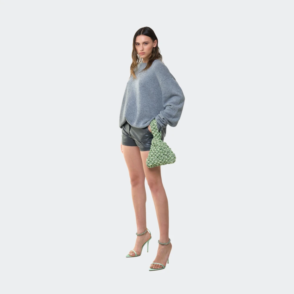 Hibourama Satin Knoop Clutch Green Dames