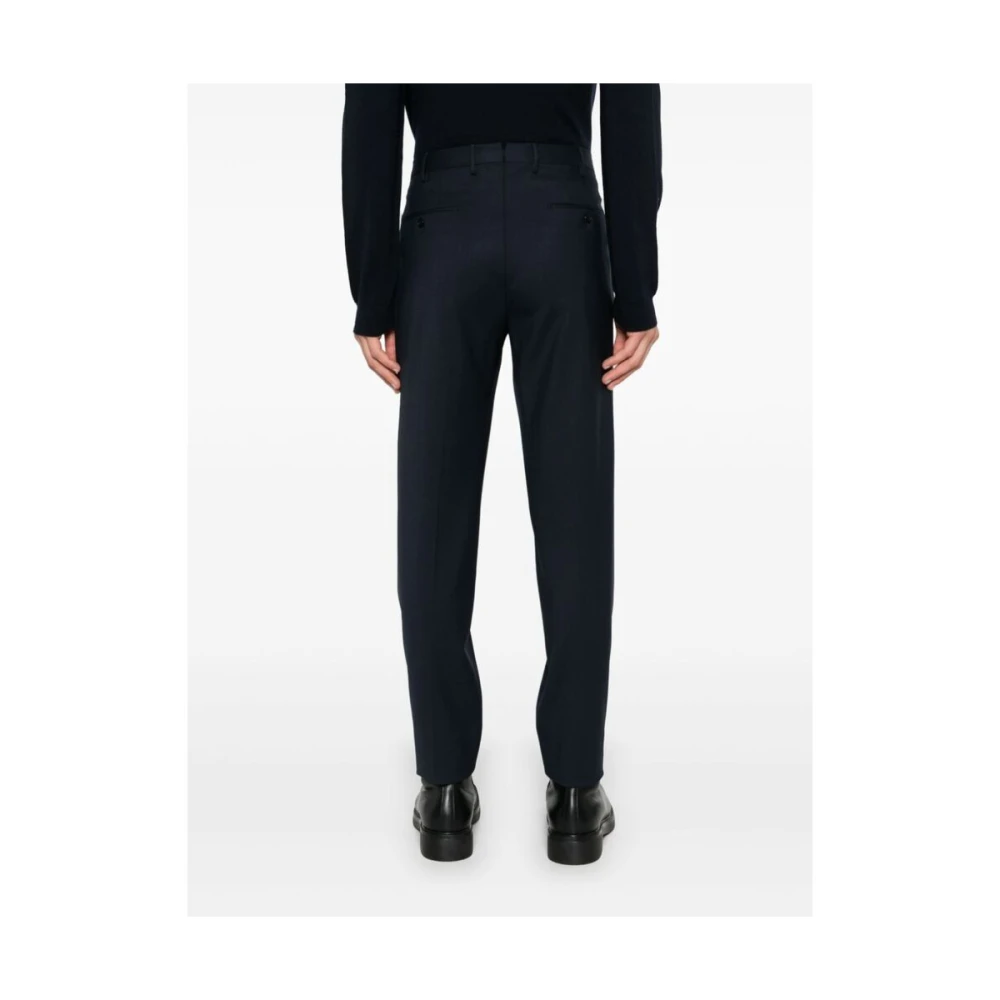 Incotex Middernachtblauwe Wolmix Slim Fit Blue Heren