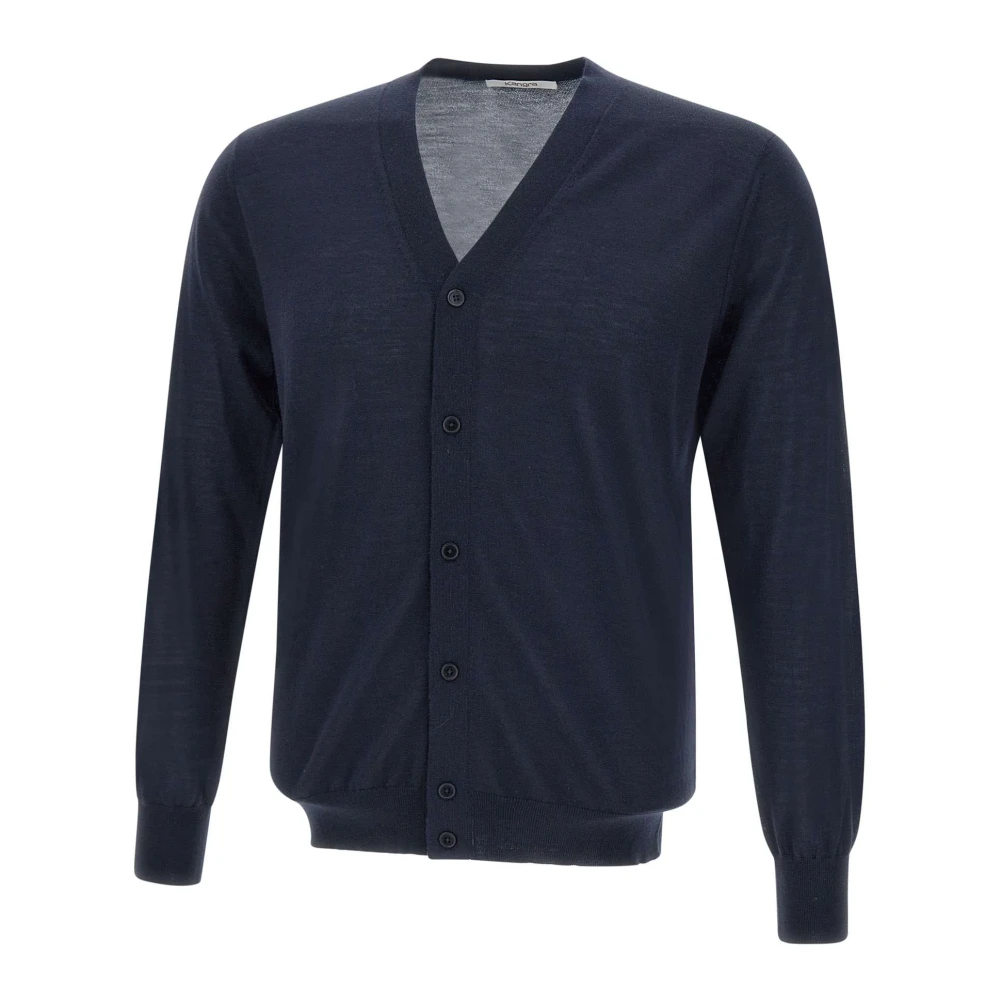 Kangra Blauwe Wol Cardigan Sweater Blue Heren