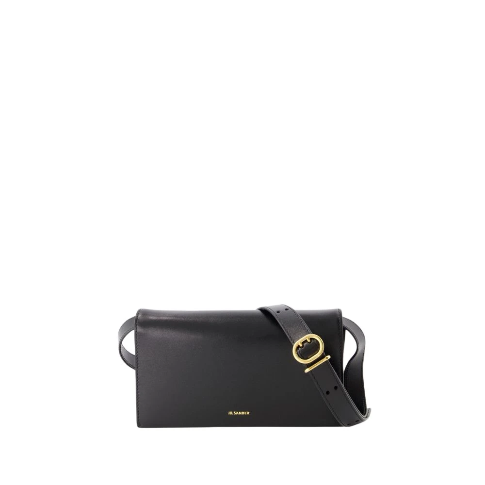 Jil Sander Svart Läder Crossbody Väska - Hobo All Day Black, Dam