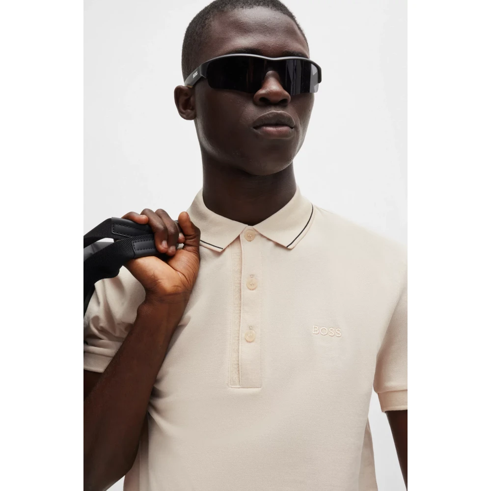 Hugo Boss Heren Piqué Katoenen Polo Shirt Beige Heren