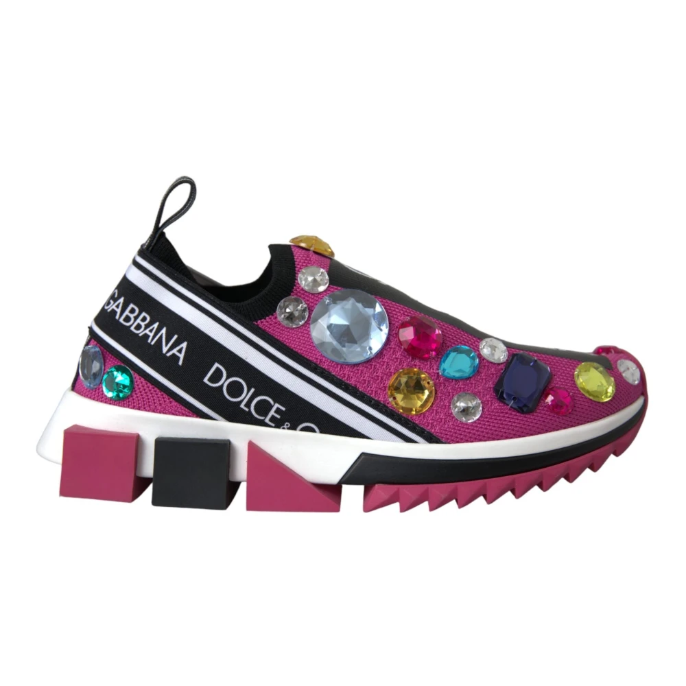 Dolce & Gabbana Women's Pink Crystal Sorrento Sneakers