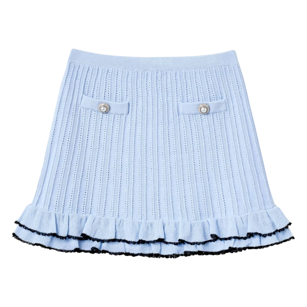 Self Portrait Frill Trim Skirt - Female - Kids Skirts - Blue - 6 Y | 116 Cm - Kids