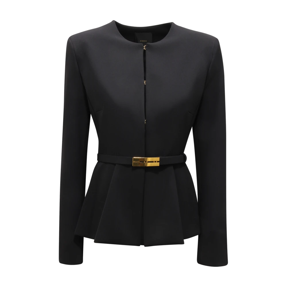 Pinko Vrouw Zwart E Stretch Crepe Jas