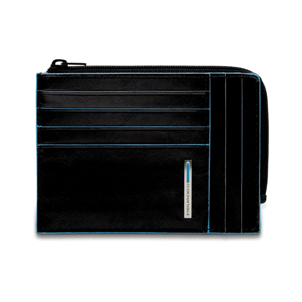 Piquadro Homme Noir Accessoires, Taille: One Size Portefeuille Porte-Cartes De Crédit Zippé Avec Porte-Monnaie Et Protection Rfid