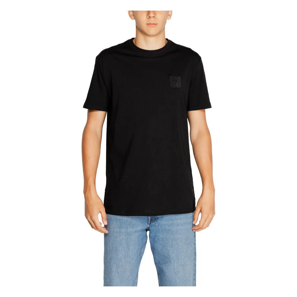 Armani Exchange Zwarte Katoenen T-shirt Korte Mouw Black Heren