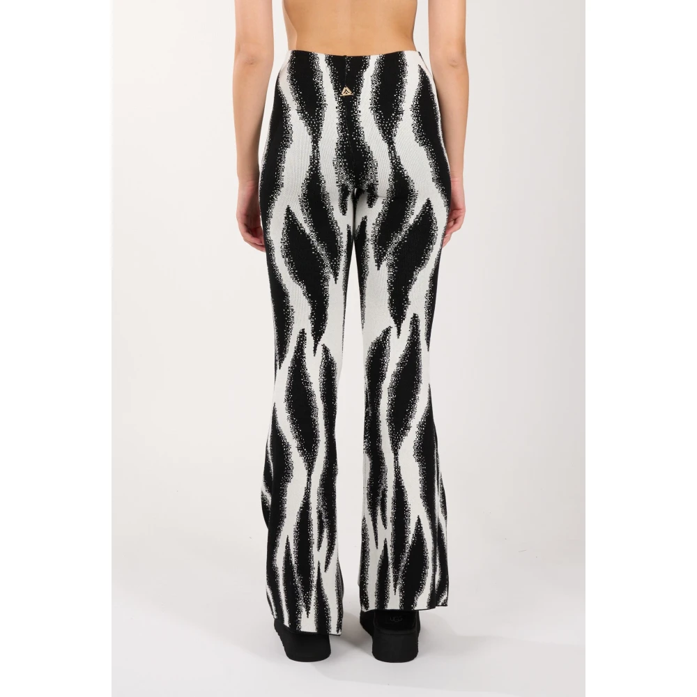 Akep Dierenprint Gebreide Flare Broek White Dames