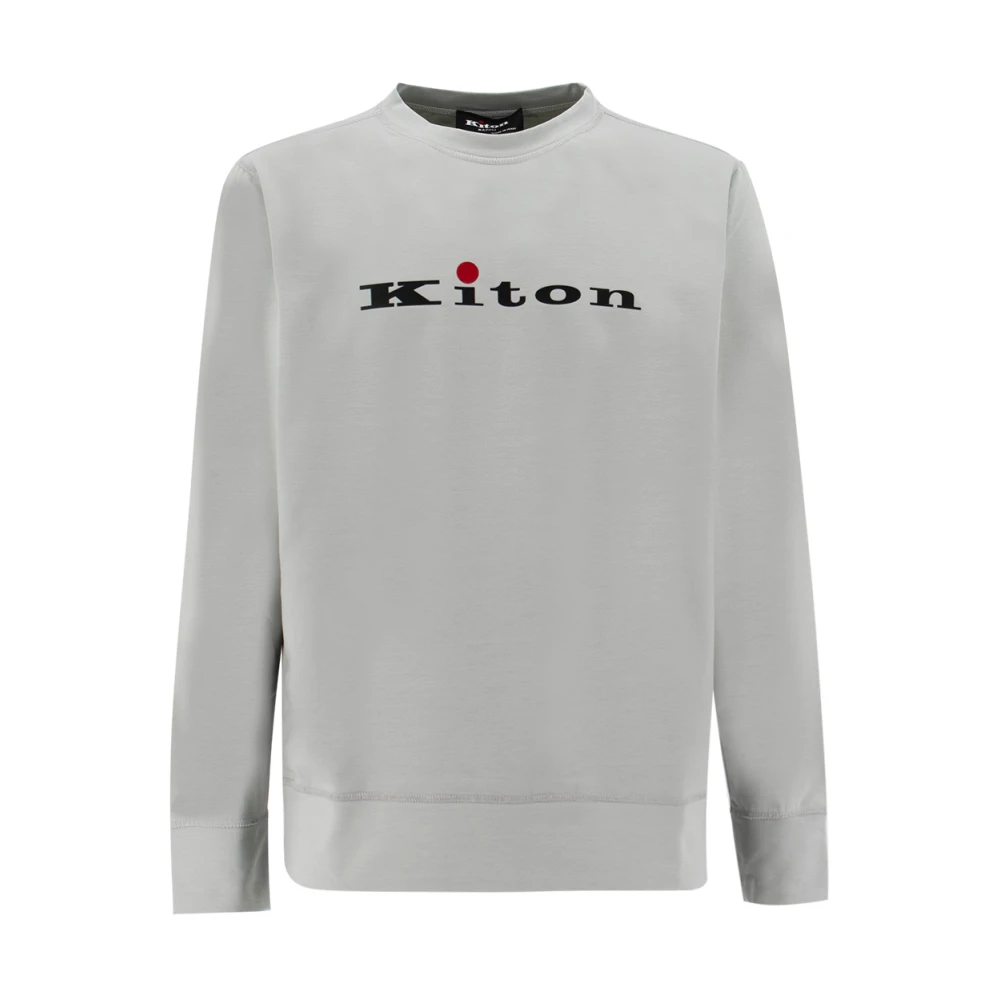Kiton Logo Print Katoenen Sweatshirt Gray Heren