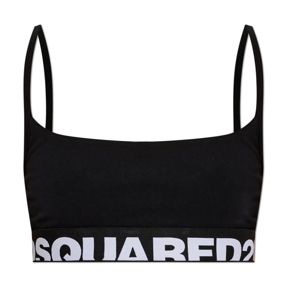 Dsquared2 Vrouw Zwart Ondergoed Dames, 2XL, Katoen, Lingerie Top Met Logo