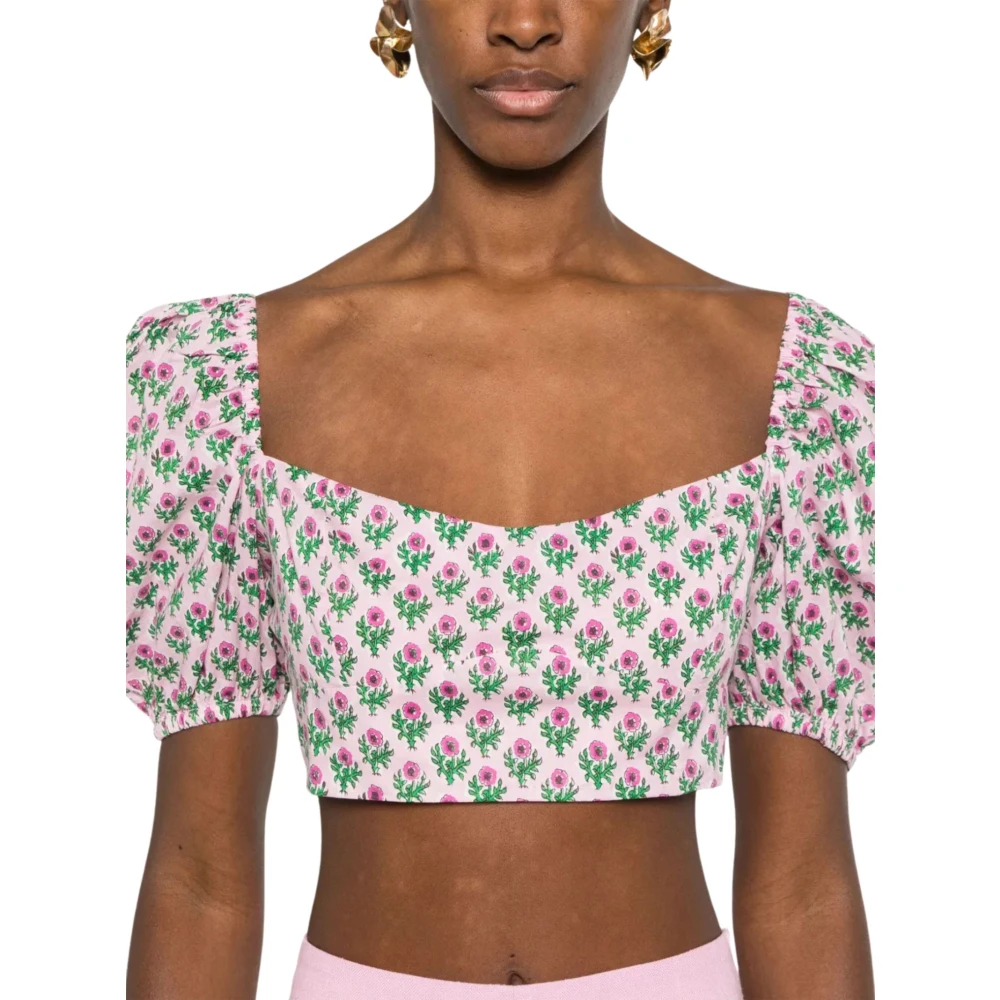 MC2 Saint Barth Bloemen Cropped Kinder Top Roze Pink Dames