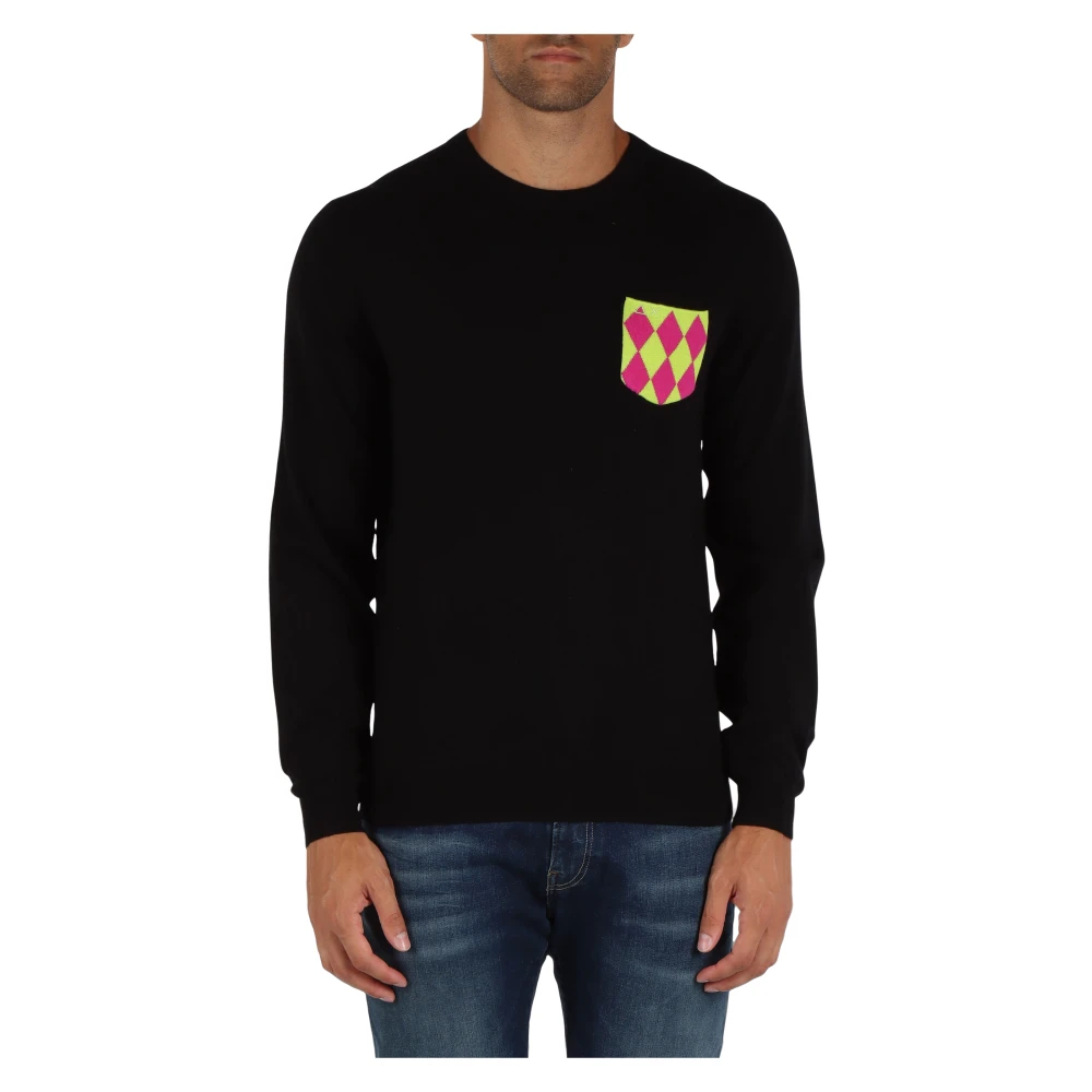 Sun68 Katoen en Merino wol trui Black Heren