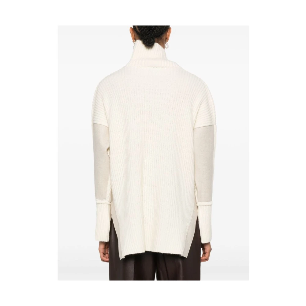 Kujten Cashmere Ribgebreide Trui White Dames