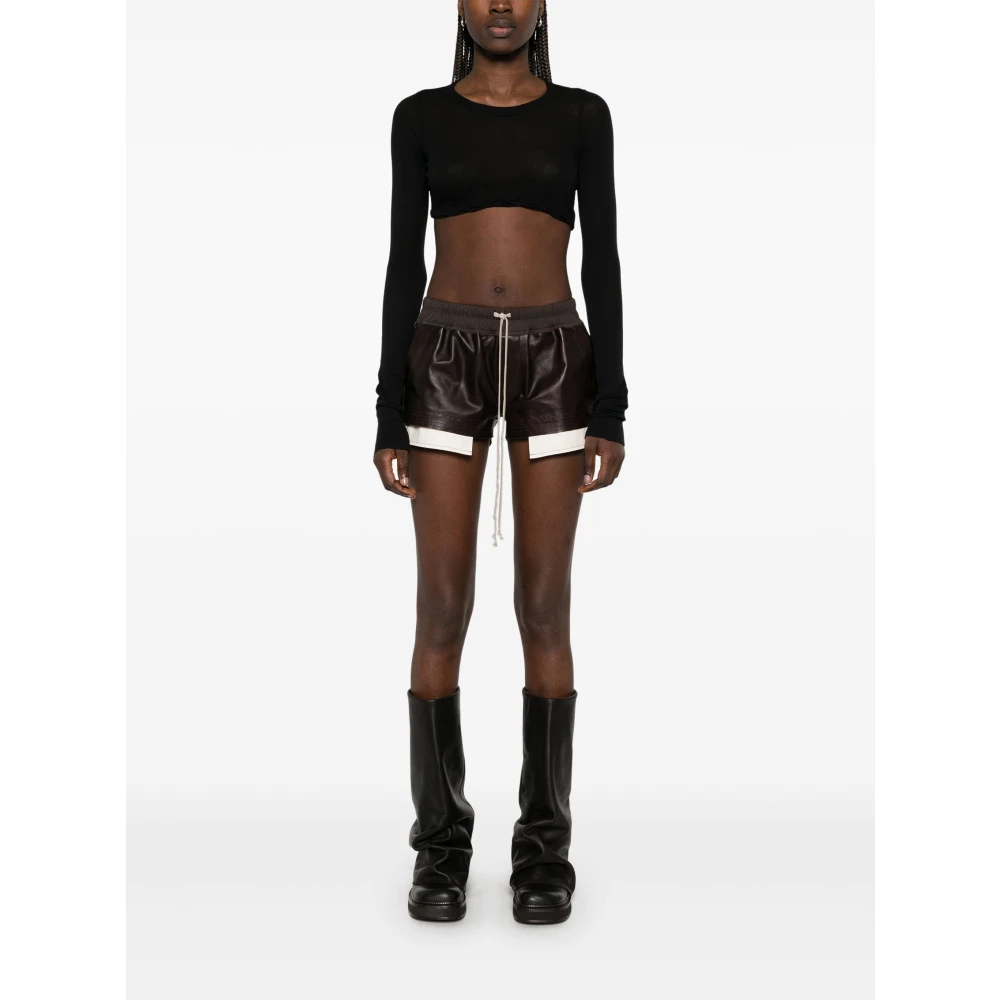 Rick Owens Zwarte Semi-Transparante Crop Top Lange Mouw Black Dames