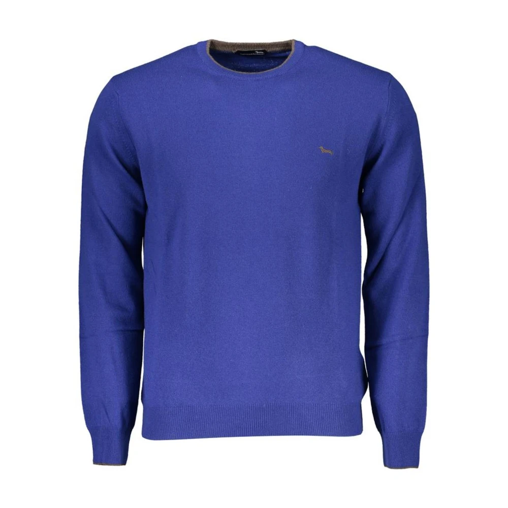 Harmont & Blaine Men's Blue Embroidered Crew Neck Sweater