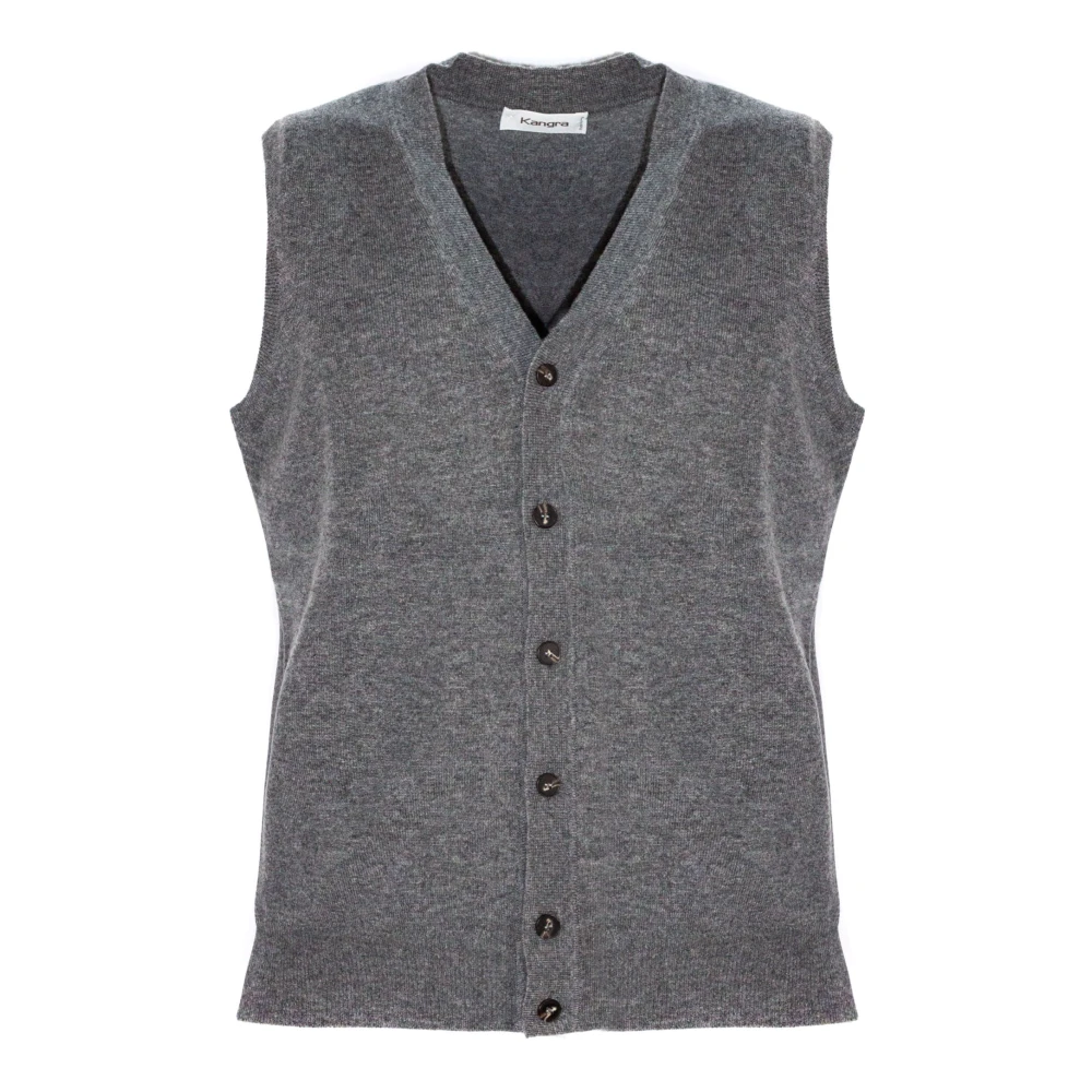 Kangra Grijze Wol Kasjmier Vest Gray Heren
