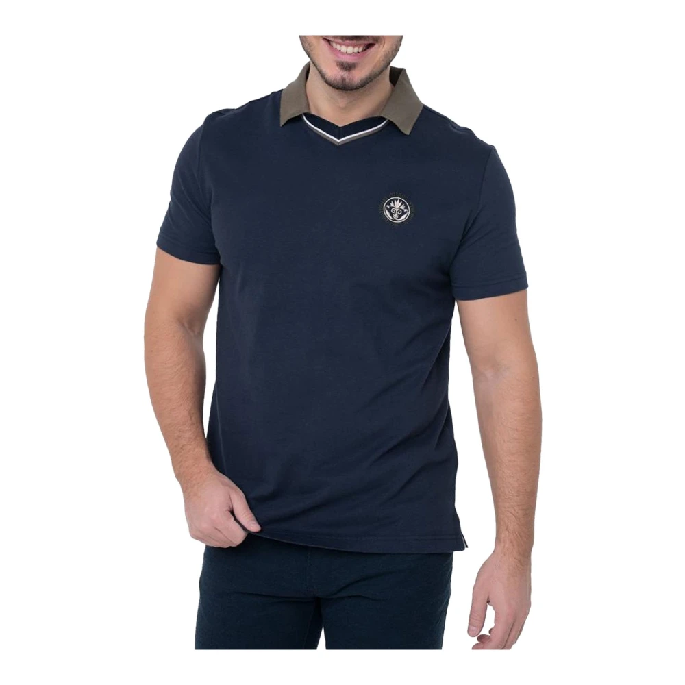 Guess Geborduurd logo katoenen poloshirt Blue Heren