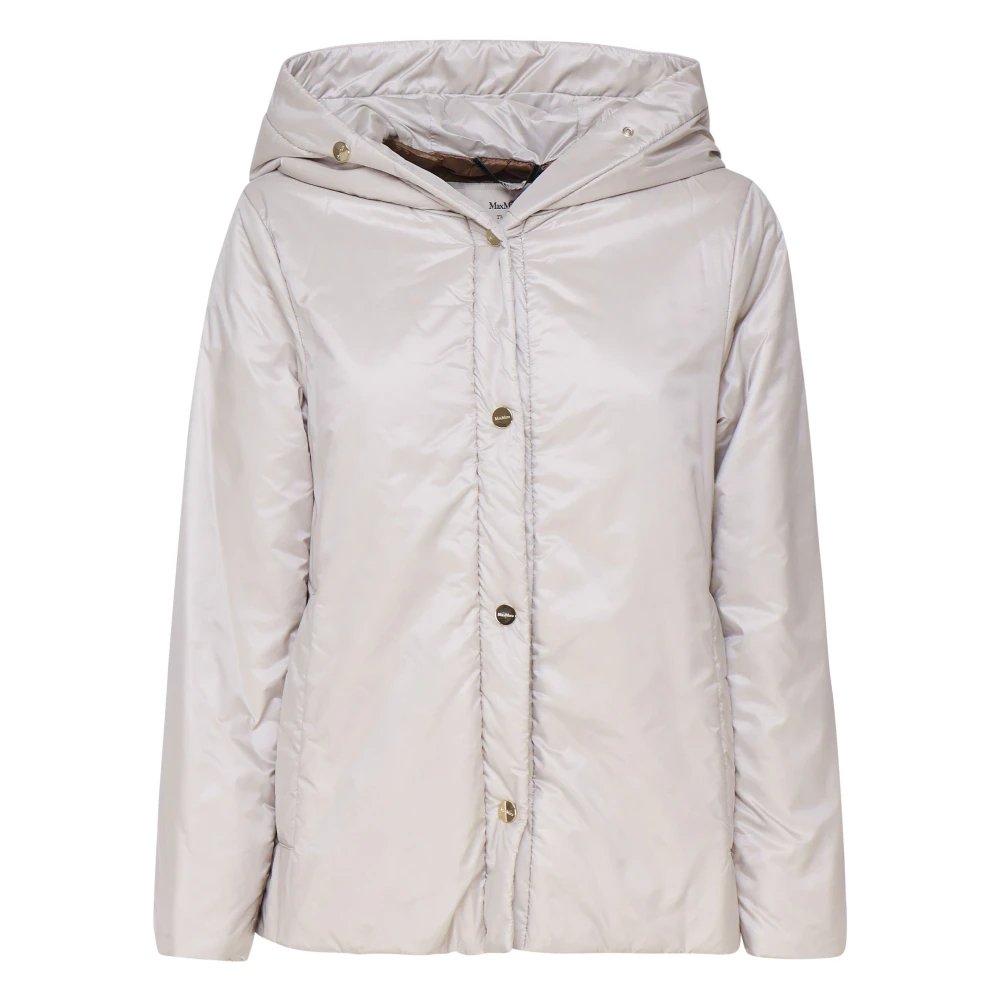 Max Mara IJs Grijs Hooded Gewatteerde Jas Gray Dames